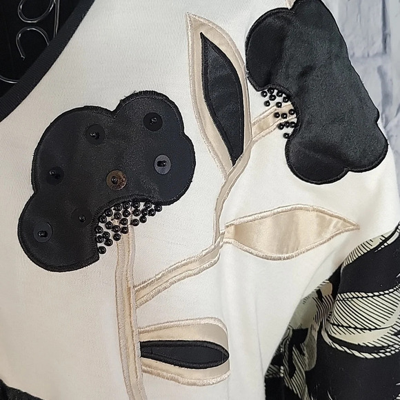 BONNIE & BILL II BY HOLLY Appliqued, Sequined, Beaded Patchwork Blouse‎ Large - Picture 3 of 9